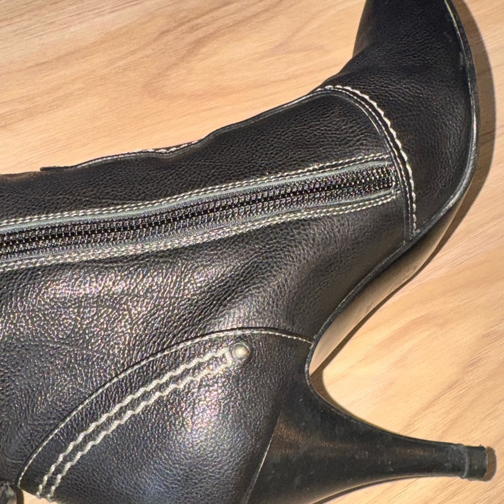 Bally Y2K Black Leather Knee High Boots | Pointed Toe | 3” Heel | EU 36.5 - Picture 11 of 15